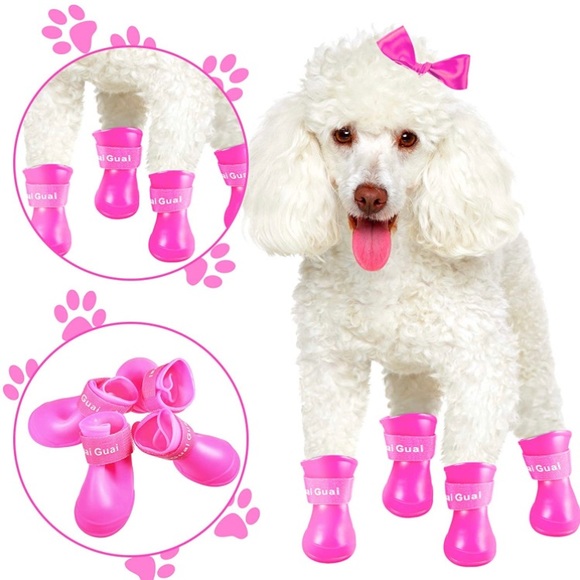 NWT 8pc Pink & Black Rainboots - Picture 1 of 7